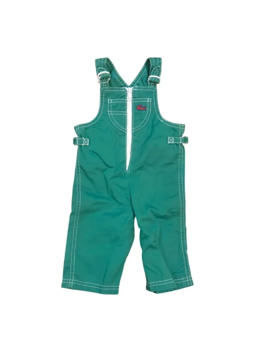 Izod Lacoste Infant Toddler Green Overalls Crocodile Alligator 12 Months Vintage